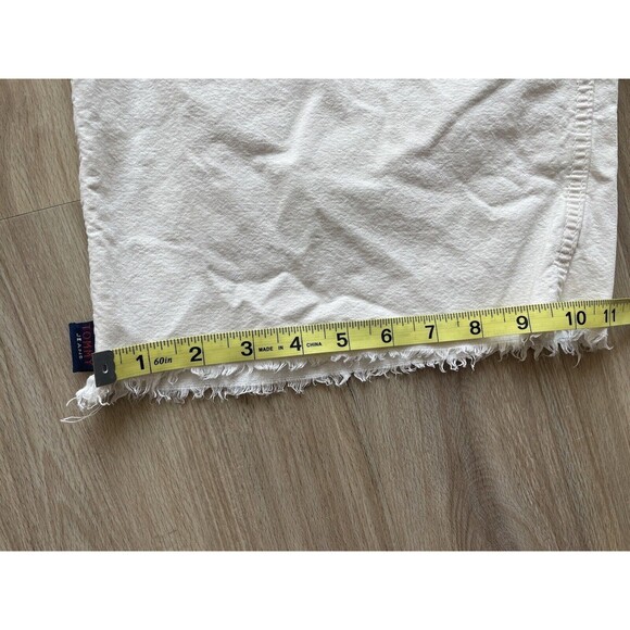 VTG  Tommy Jeans Work Workwear White Beige Fringe Distressed Sz 34 Knee Pocket - Picture 4 of 5